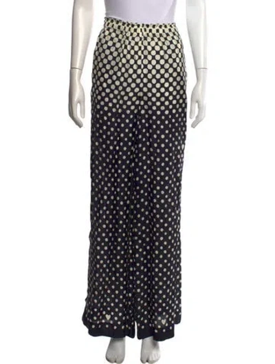 Pre-owned Cara Cara Polka Dot Print Wide Leg Pants In Black