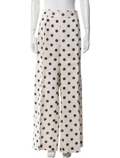 Pre-owned Cara Cara Polka Dot Print Wide Leg Pants In Neutrals