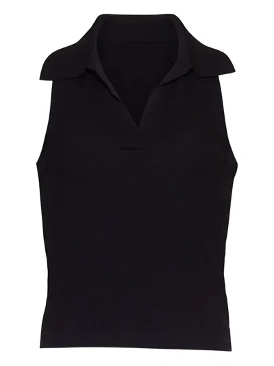 Cara Cara Polo-neck Sleeveless Top In Black
