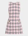 Cara Cara Posie Plaid Tweed Mini Dress In Pink