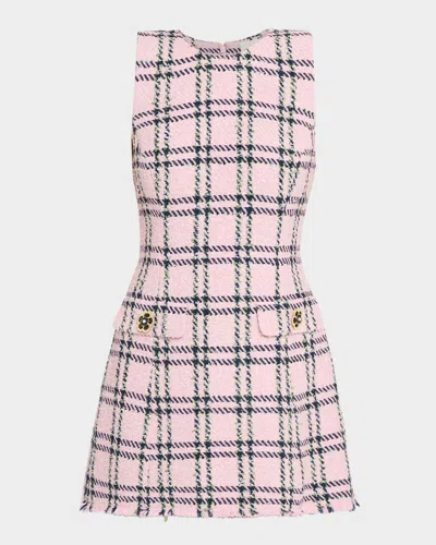 Cara Cara Posie Plaid Tweed Mini Dress In Pink