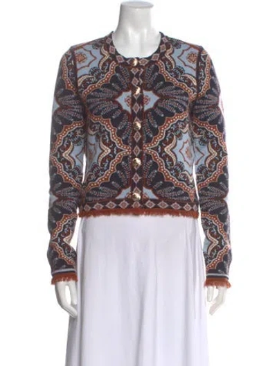Pre-owned Cara Cara Printed Crew Neck Sweater In Multi