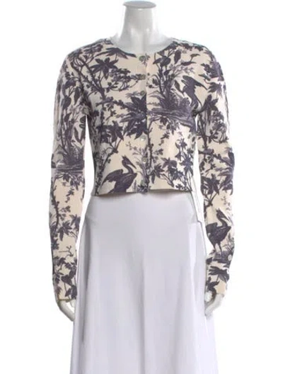 Pre-owned Cara Cara Printed Crew Neck Sweater In Neutral
