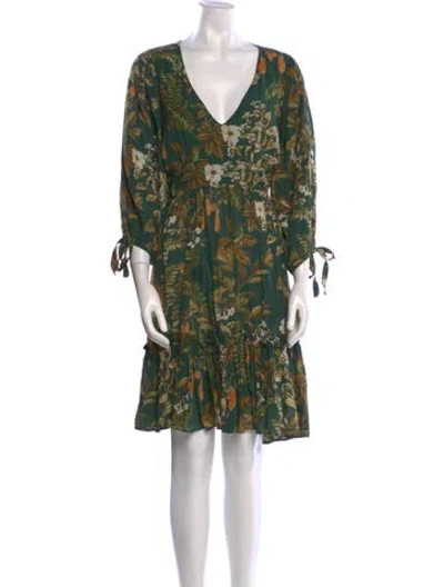 Pre-owned Cara Cara Printed Knee-length Dress In Green