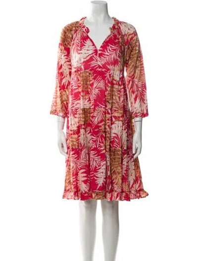 Pre-owned Cara Cara Printed Knee-length Dress In Red