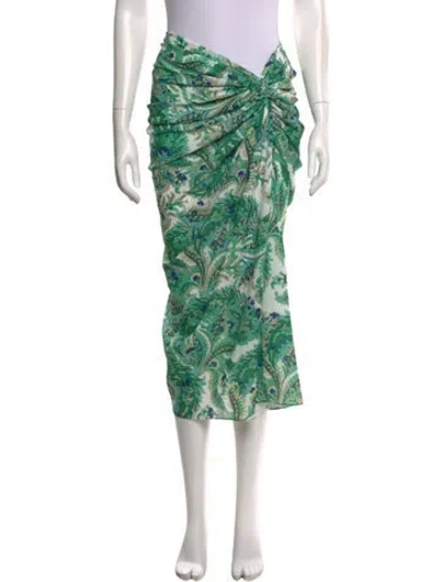 Pre-owned Cara Cara Printed Knee-length Skirt In Green