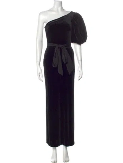 Pre-owned Cara Cara Printed Long Dress In Black