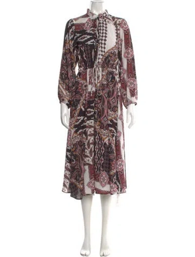Pre-owned Cara Cara Printed Long Dress In Black