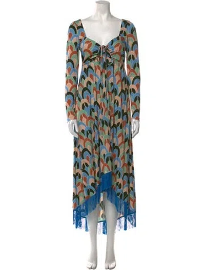 Pre-owned Cara Cara Printed Long Dress In Blue