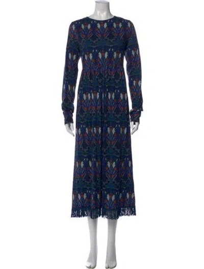 Pre-owned Cara Cara Printed Long Dress In Blue