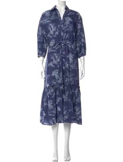 Pre-owned Cara Cara Printed Long Dress In Blue