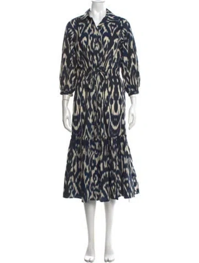 Pre-owned Cara Cara Printed Long Dress In Blue