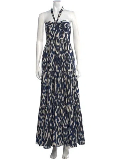 Pre-owned Cara Cara Printed Long Dress In Blue