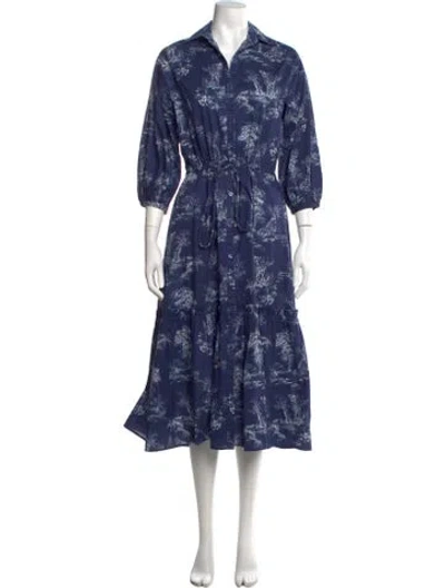 Pre-owned Cara Cara Printed Long Dress In Blue