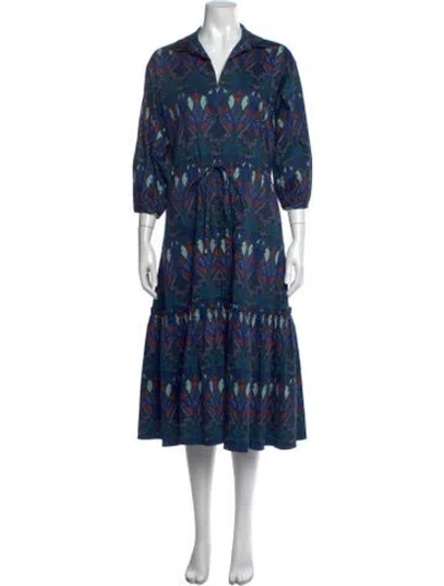 Pre-owned Cara Cara Printed Long Dress In Blue