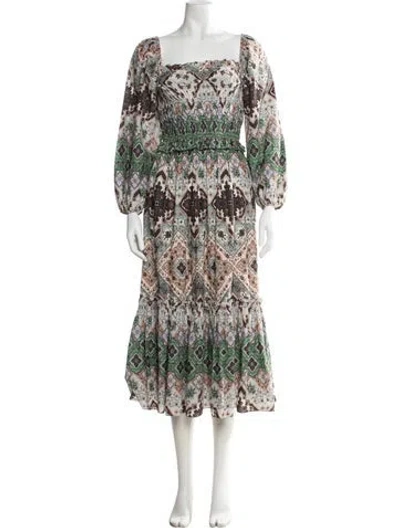 Pre-owned Cara Cara Printed Long Dress In Gold