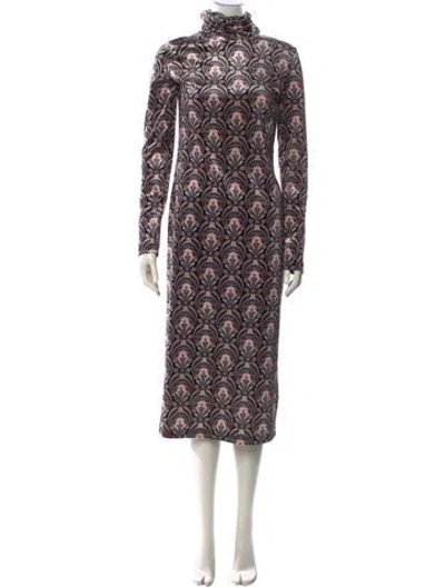 Pre-owned Cara Cara Printed Long Dress In Gray