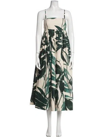 Pre-owned Cara Cara Printed Long Dress In Green