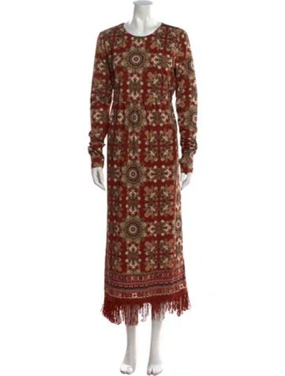 Pre-owned Cara Cara Printed Long Dress In Multi