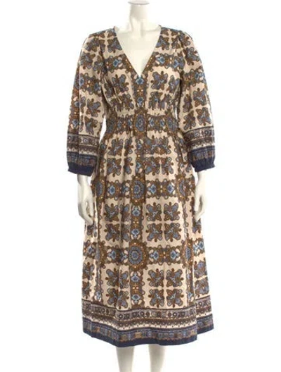 Pre-owned Cara Cara Printed Long Dress In Multi