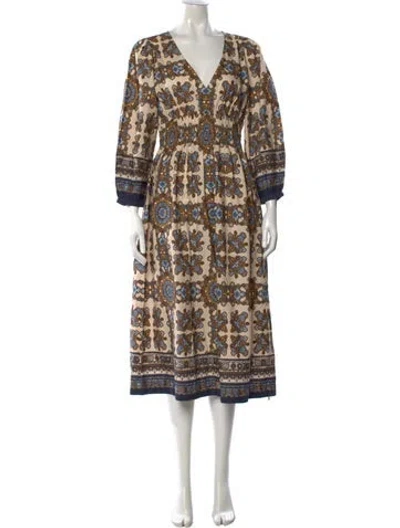 Pre-owned Cara Cara Printed Long Dress In Multi