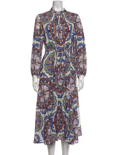 Pre-owned Cara Cara Printed Long Dress In Neutral