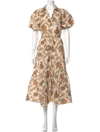 Pre-owned Cara Cara Printed Long Dress In Neutral