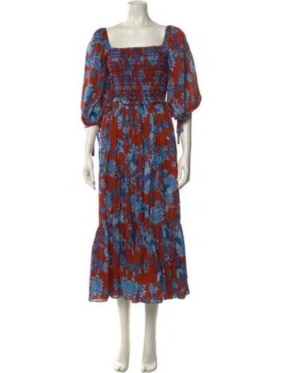 Pre-owned Cara Cara Printed Long Dress In Orange