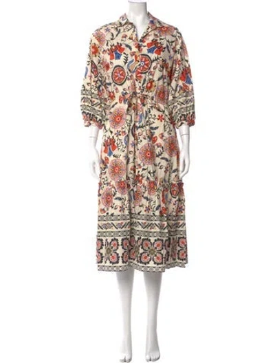 Pre-owned Cara Cara Printed Long Dress In Orange