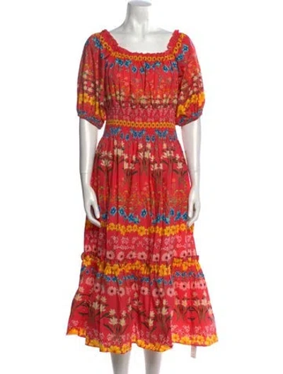 Pre-owned Cara Cara Printed Long Dress In Pink