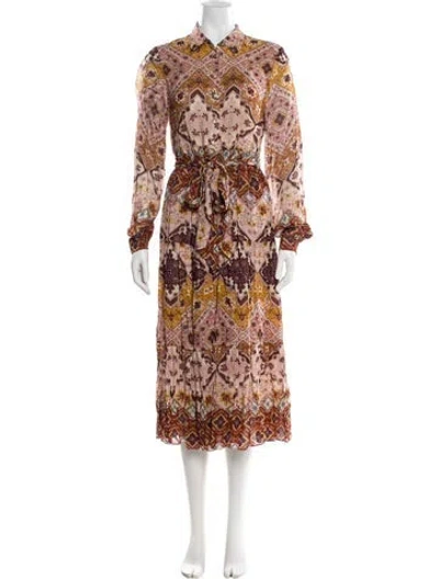 Pre-owned Cara Cara Printed Long Dress In Pink