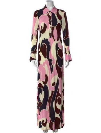 Pre-owned Cara Cara Printed Long Dress In Pink