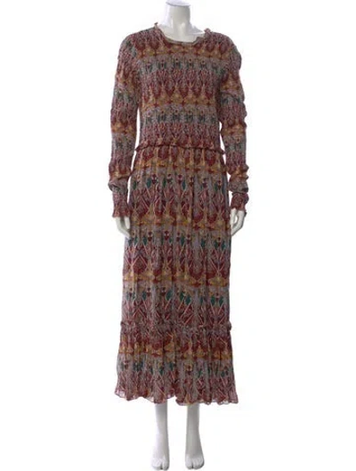Pre-owned Cara Cara Printed Long Dress In Red