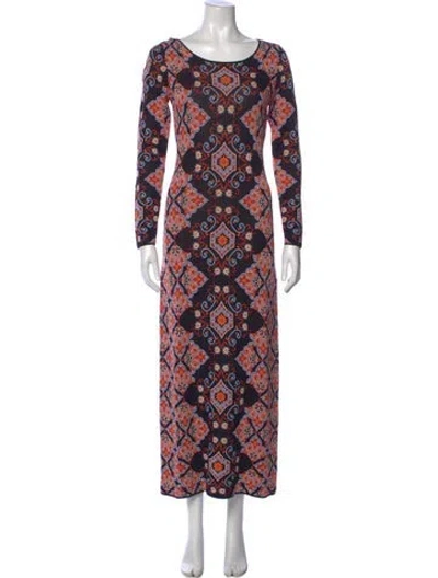 Pre-owned Cara Cara Printed Long Dress W/ Tags In Black