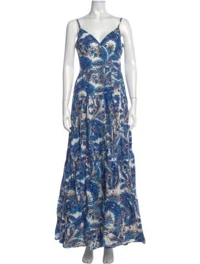 Pre-owned Cara Cara Printed Long Dress W/ Tags In Blue