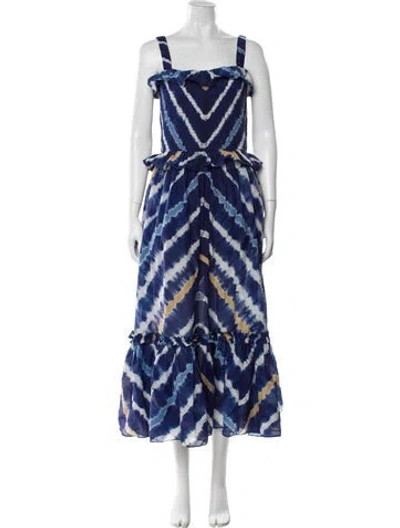 Pre-owned Cara Cara Printed Long Dress W/ Tags In Blue