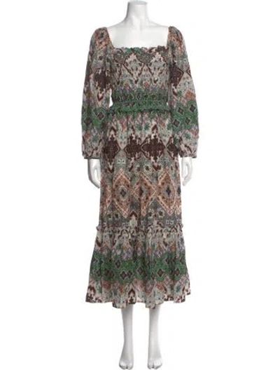 Pre-owned Cara Cara Printed Long Dress W/ Tags In Gold