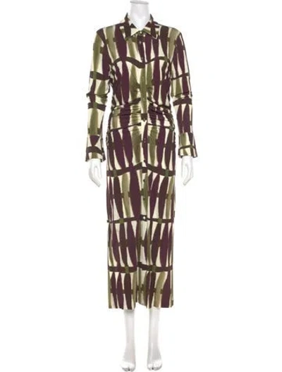 Pre-owned Cara Cara Printed Long Dress W/ Tags In Green