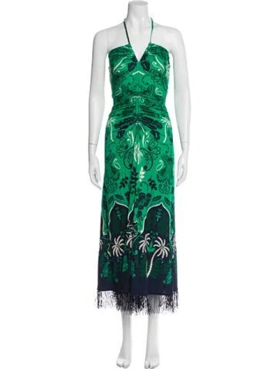 Pre-owned Cara Cara Printed Long Dress W/ Tags In Green