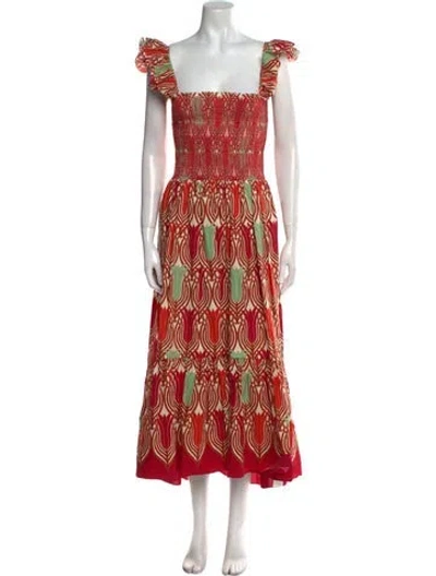 Pre-owned Cara Cara Printed Long Dress W/ Tags In Orange