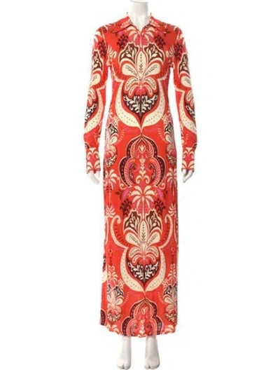 Pre-owned Cara Cara Printed Long Dress W/ Tags In Orange