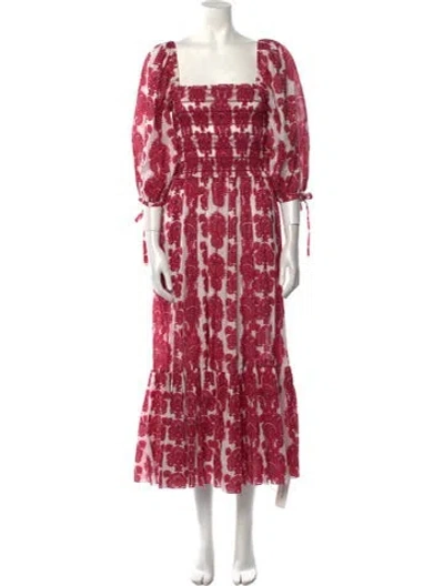 Pre-owned Cara Cara Printed Long Dress W/ Tags In Red