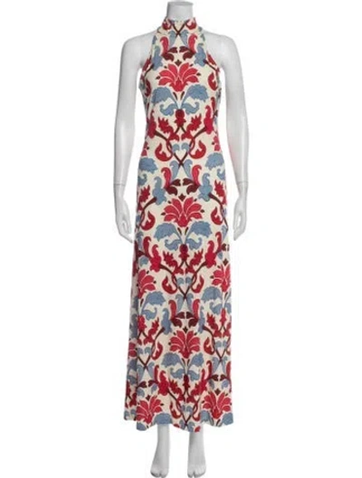 Pre-owned Cara Cara Printed Long Dress W/ Tags In Red