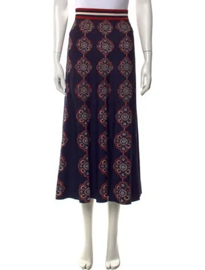 Pre-owned Cara Cara Printed Long Skirt In Blue