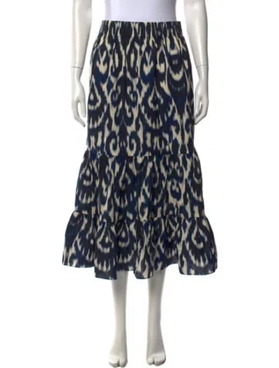 Pre-owned Cara Cara Printed Long Skirt In Blue