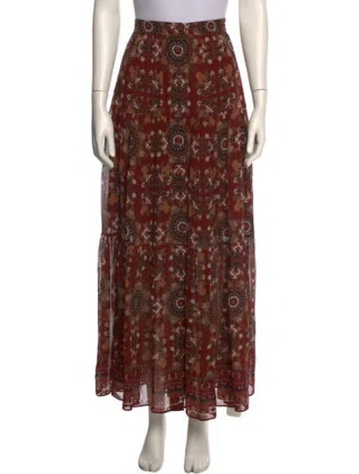 Pre-owned Cara Cara Printed Long Skirt In Brown