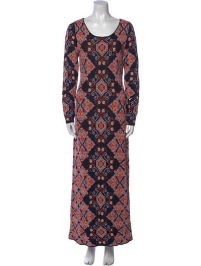 Pre-owned Cara Cara Printed Midi Length Dress In Black