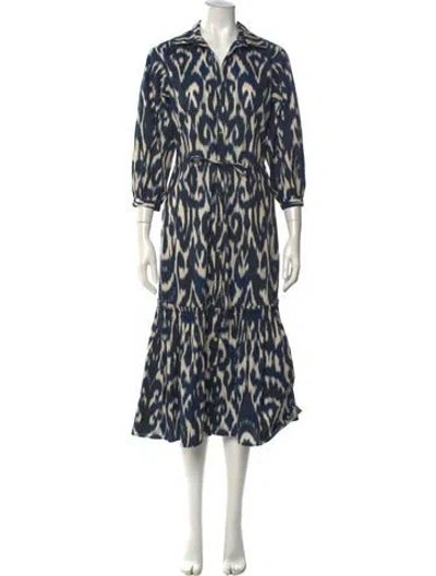 Pre-owned Cara Cara Printed Midi Length Dress In Blue