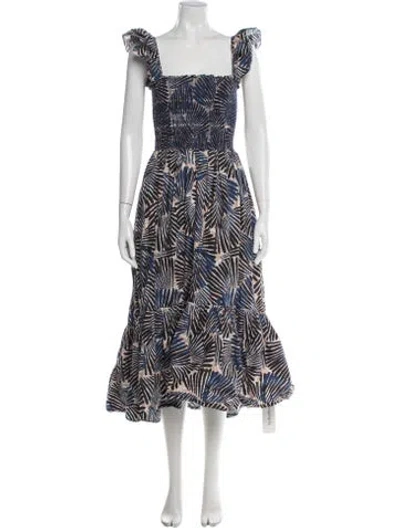 Pre-owned Cara Cara Printed Midi Length Dress In Blue