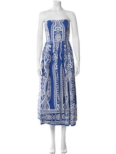 Pre-owned Cara Cara Printed Midi Length Dress In Blue